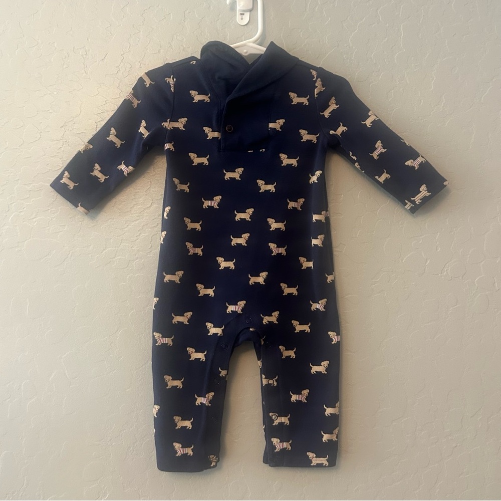 Janie and Jack Navy Dog Print One Piece